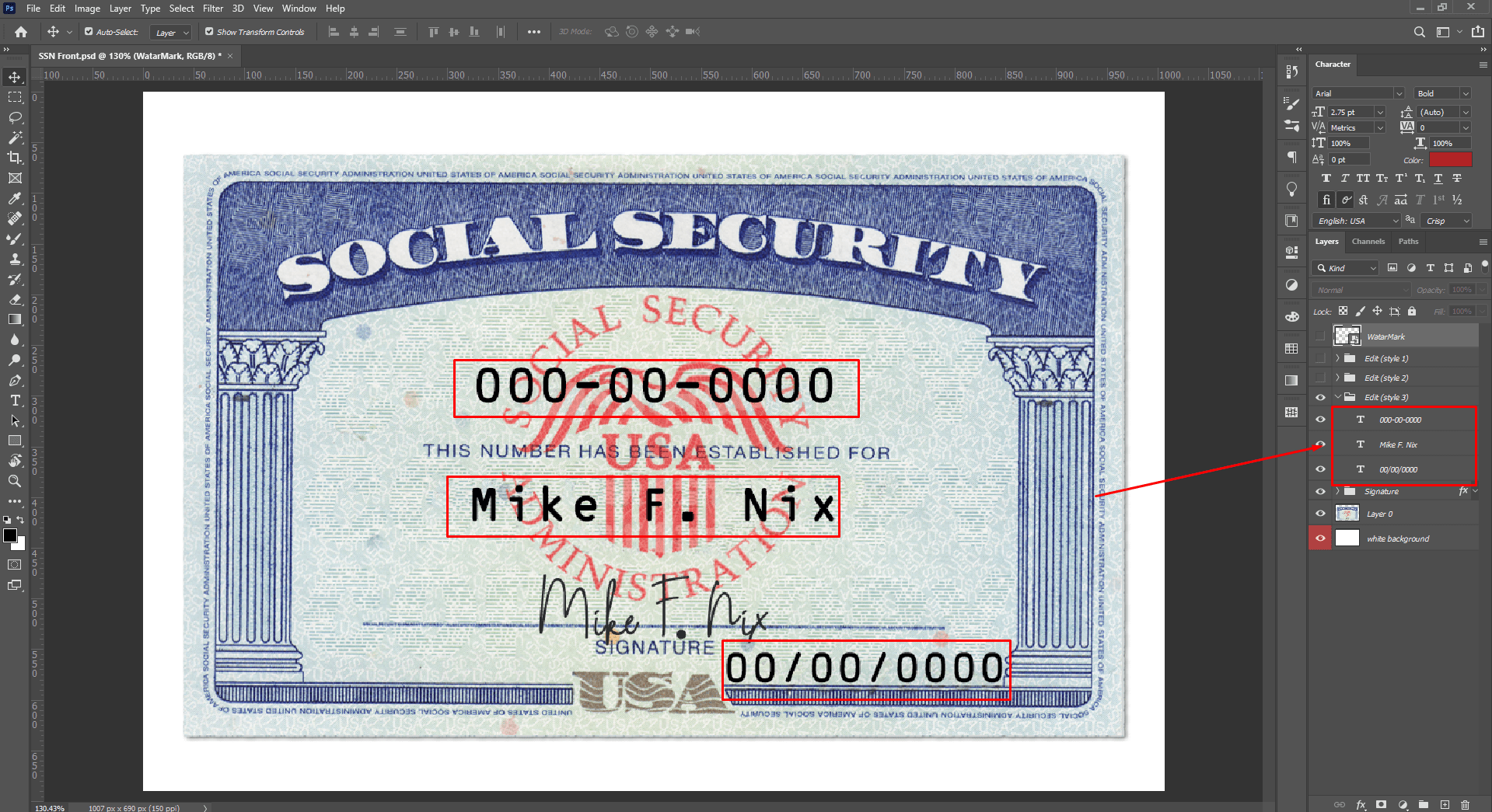 SSN Card Template V3 PSD Documents Store