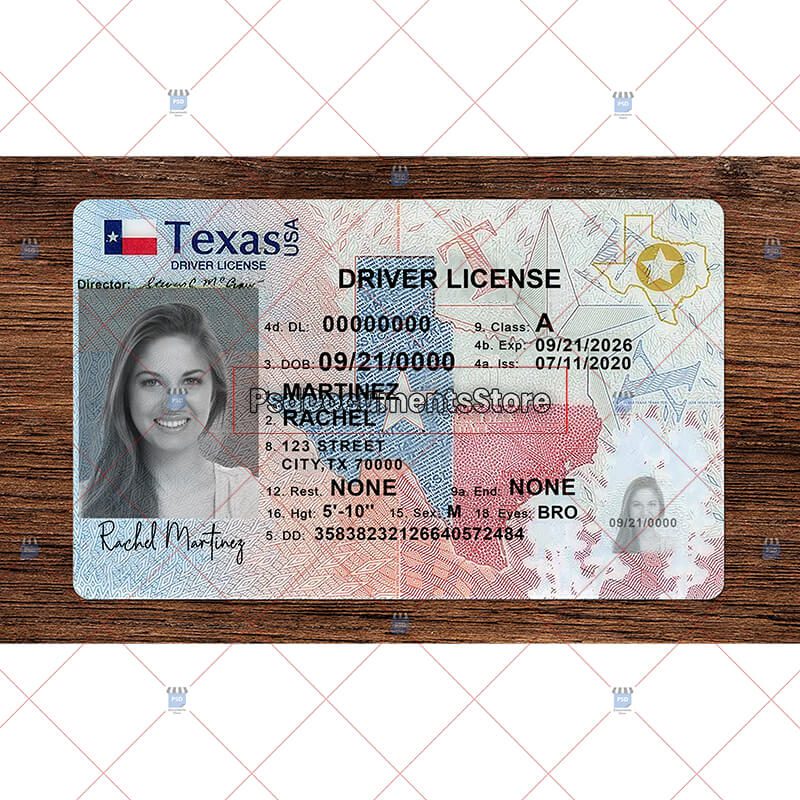 Texas Driver License Template New (v2) PSD Doc Store